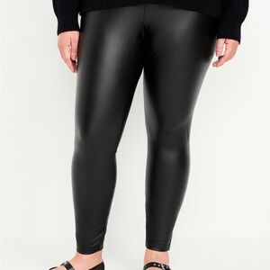 High-Waisted Faux Leather Black Leggings Pants